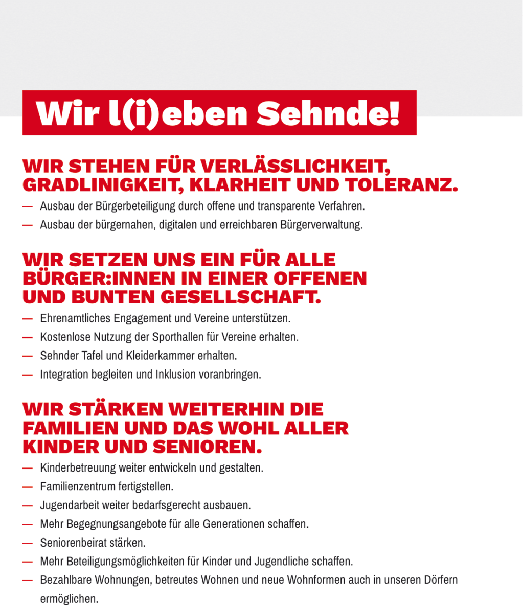 Wahlprogramm SPD Sehnde